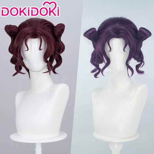 【Partially Ready For Ship】DokiDoki Anime The Apothecary Diaries Cosplay Shisui Wig Short Curly Dark Red Hair Purple Hair