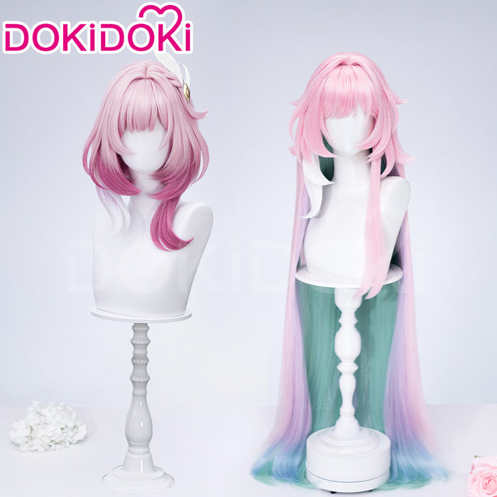 【Partially Ready For Ship】DokiDoki Game Honkai: Star Rail Cosplay Cyrene Wig Short Curly Light Dark Pink Gradient Hair / Head Accessory Set
