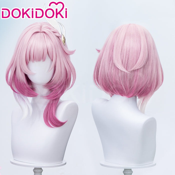 【Partially Ready For Ship】DokiDoki Game Honkai: Star Rail Cosplay Cyrene Wig Short Curly Light Dark Pink Gradient Hair / Head Accessory Set