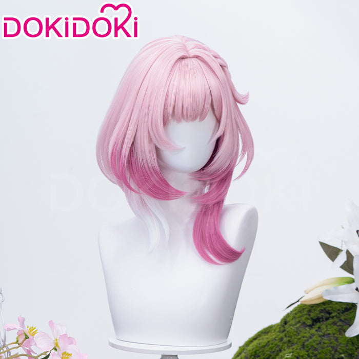 【Partially Ready For Ship】DokiDoki Game Honkai: Star Rail Cosplay Cyrene Wig Short Curly Light Dark Pink Gradient Hair / Head Accessory Set