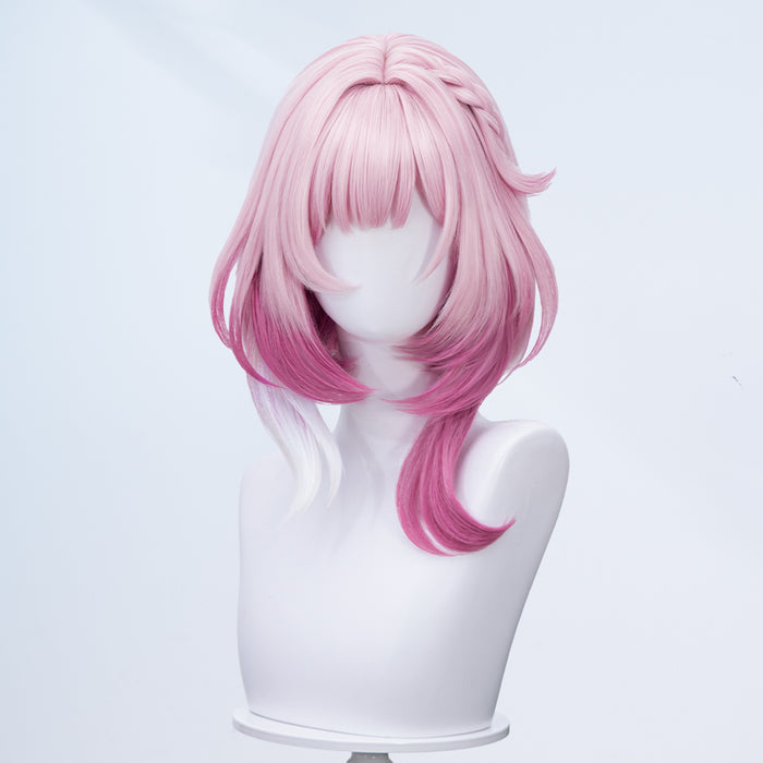 【Partially Ready For Ship】DokiDoki Game Honkai: Star Rail Cosplay Cyrene Wig Short Curly Light Dark Pink Gradient Hair / Head Accessory Set