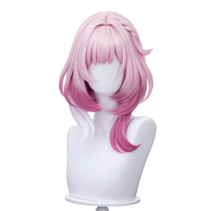 【Partially Ready For Ship】DokiDoki Game Honkai: Star Rail Cosplay Cyrene Wig Short Curly Light Dark Pink Gradient Hair / Head Accessory Set
