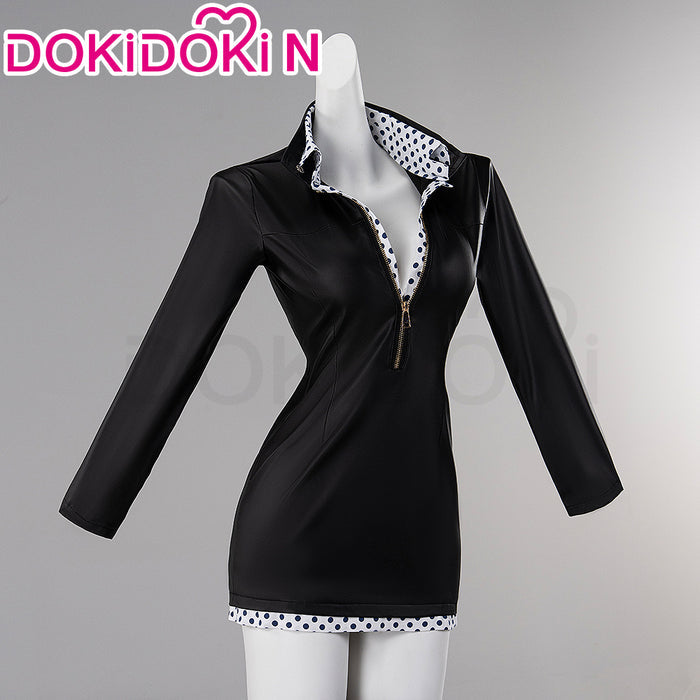 【Partially Ready For Ship】DokiDoki-N Anime Cosplay Black Dress Blue Dots Suit Women Costume