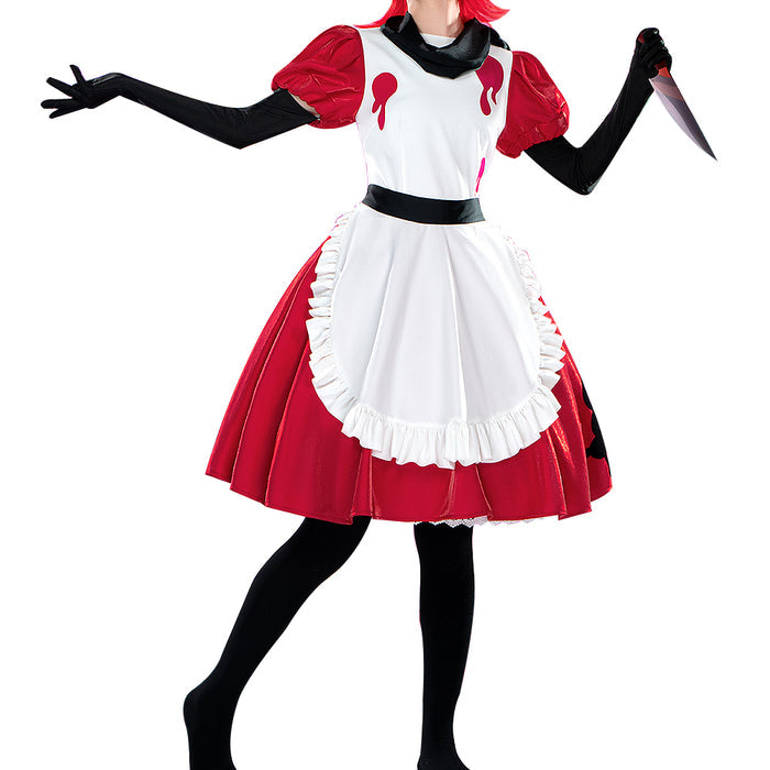 【Partially Ready For Ship】【Size XS-3XL】DokiDoki-R Anime Hell Hotel Cosplay Costume Red White Black Maid Dress Halloween
