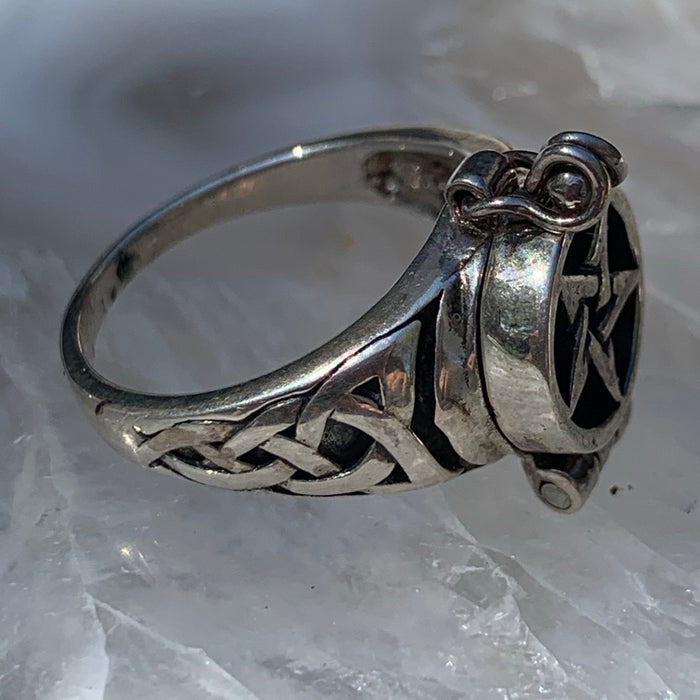 Pentagram Sterling Poison Ring sz6