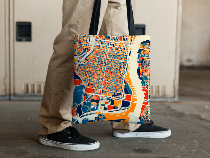 Philadelphia Map Tote Bag - Philly Map Tote Bag 15x15