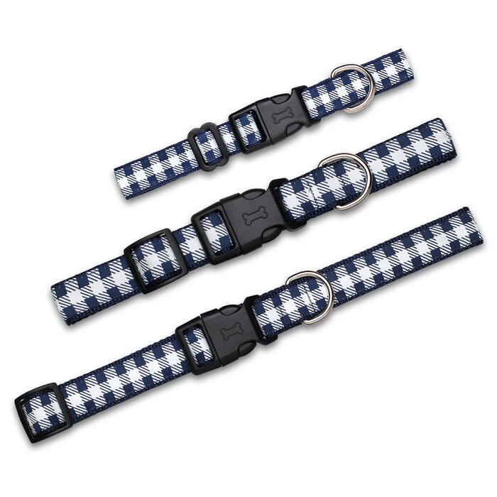 Picnic Plaid (Navy) - Dog Collar