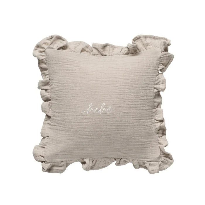pillow gauze bebe ruffled  - taupe
