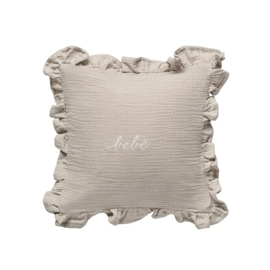pillow gauze bebe ruffled  - taupe