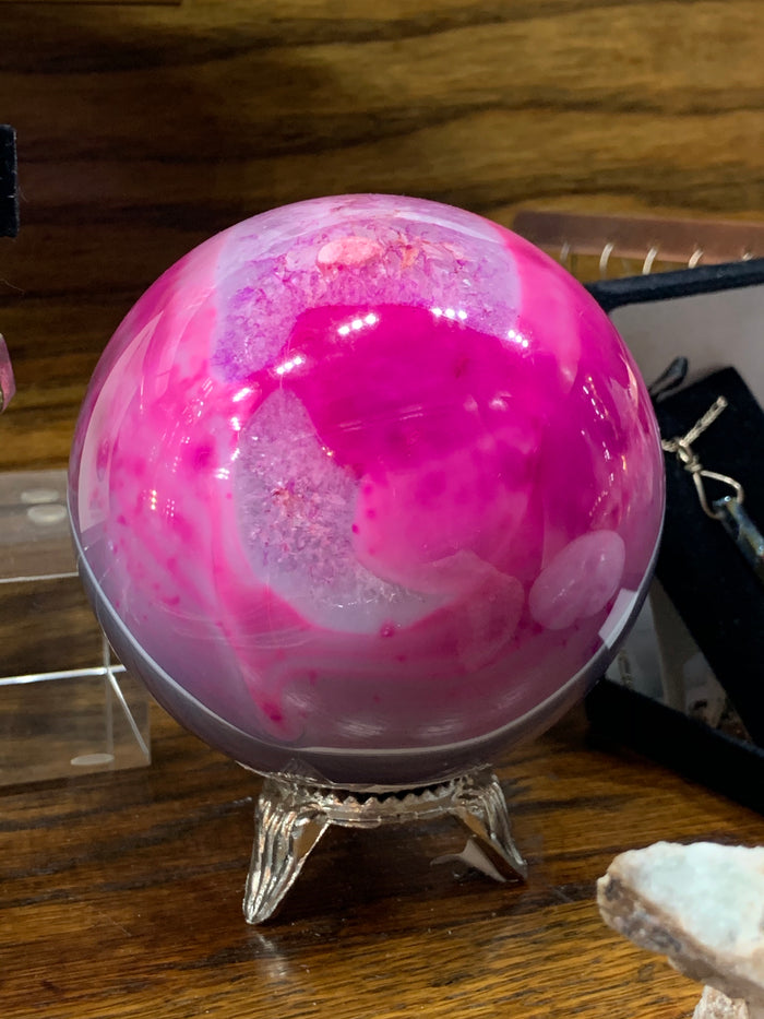 Pink And Gray Agate Sphere