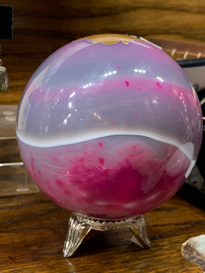 Pink And Gray Agate Sphere