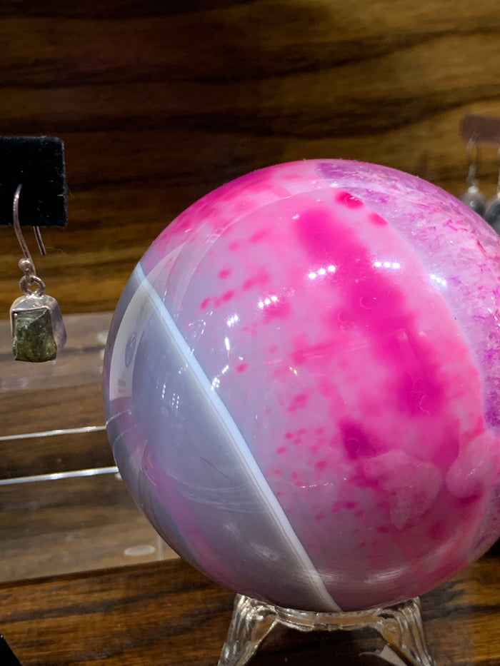 Pink And Gray Agate Sphere