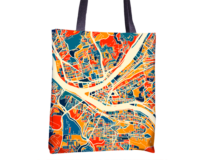 Pittsburgh Map Tote Bag - Pennsylvania Map Tote Bag 15x15