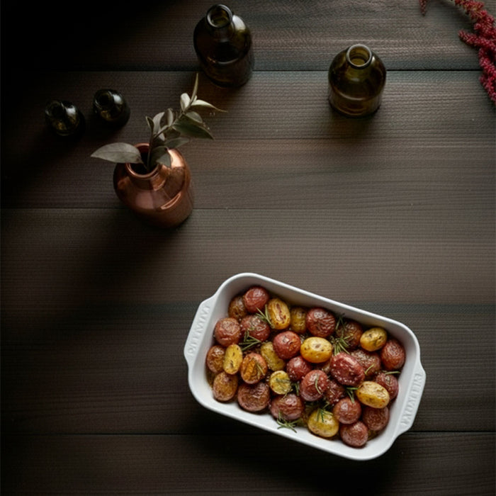 Plisse Deep Rectangular Porcelain Roasters by Pillivuyt