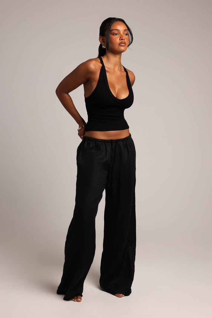 Plunge Split-Back Tank - Black