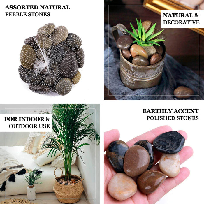 Assorted natural polished stones for indoor and outdoor use.