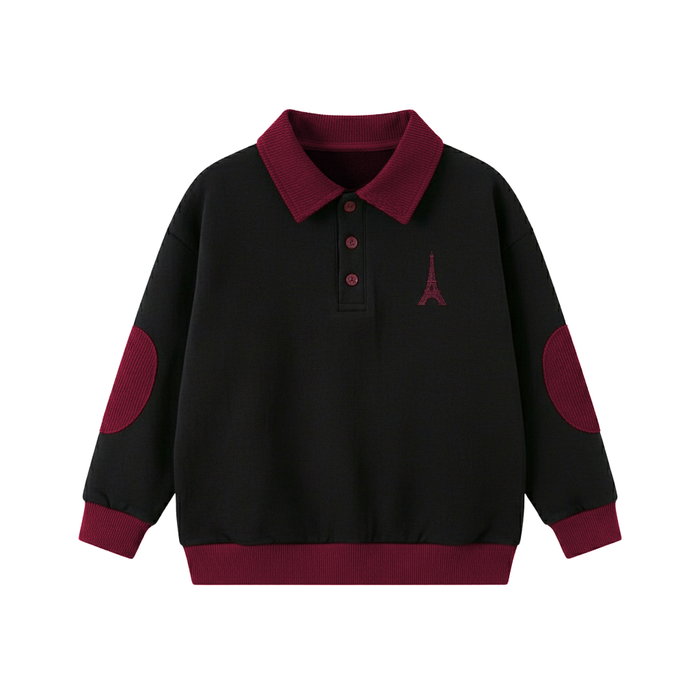 polo l/s eiffel tower sweatshirt - black/red