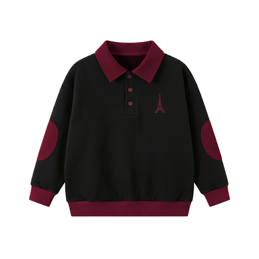 polo l/s eiffel tower sweatshirt - black/red