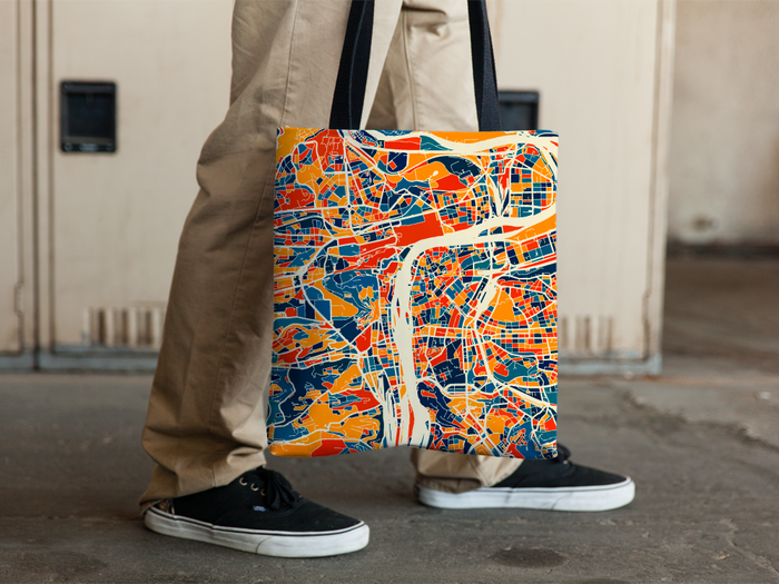 Prague Map Tote Bag - Czech Map Tote Bag 15x15