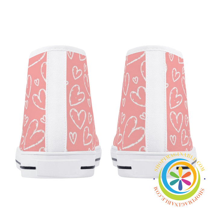 Pretty In Pink Ladies High Top Canvas Shoes