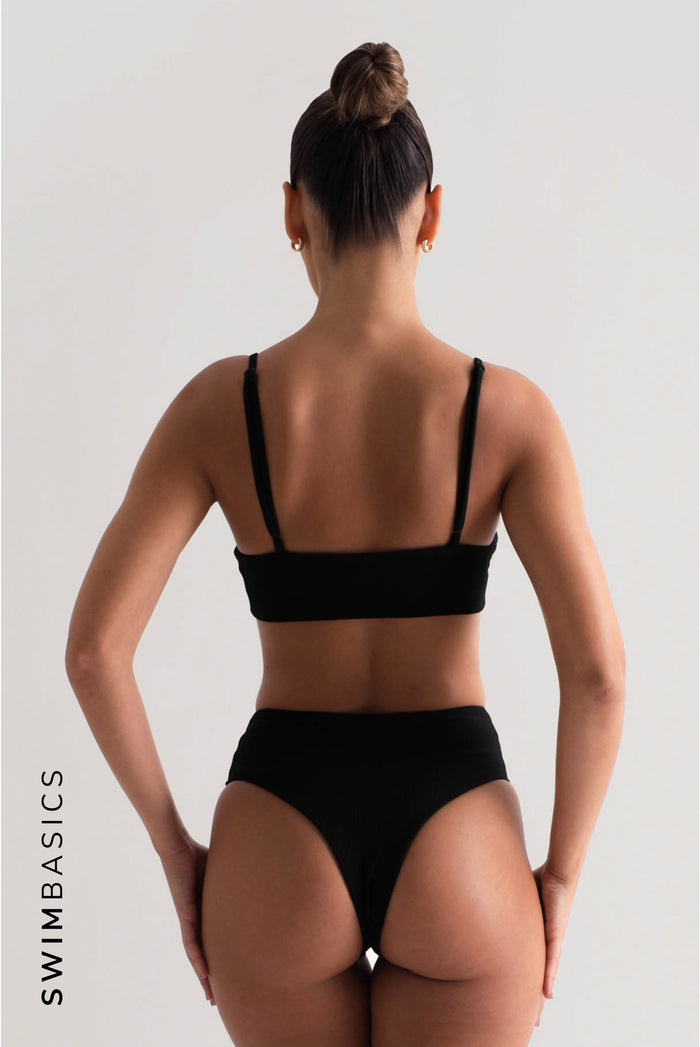 Primary Textured Bikini Top - Black