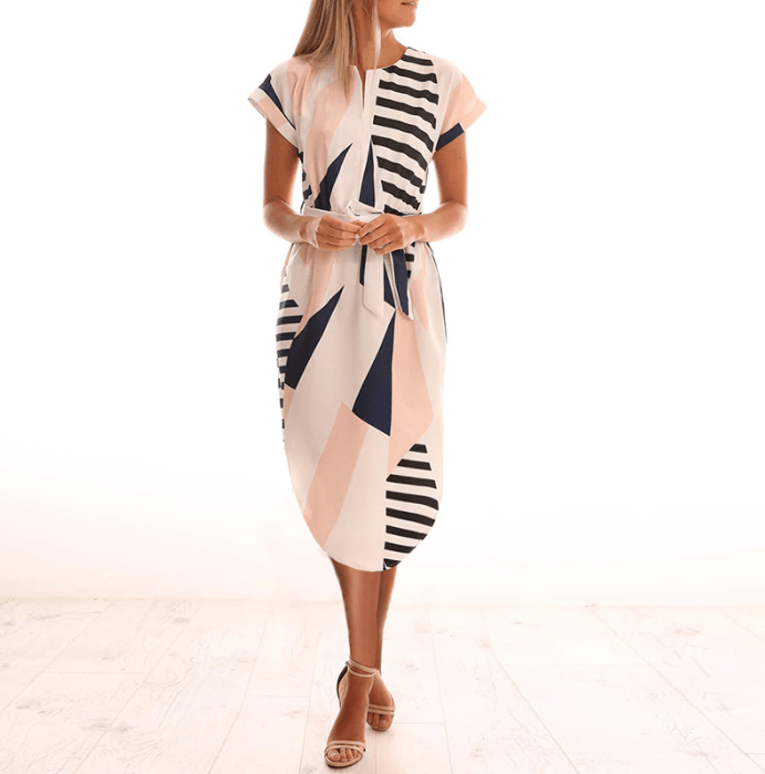 Printed Asymmetrical Midi Dress