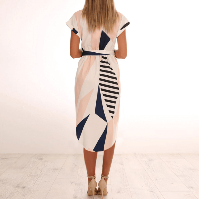 Printed Asymmetrical Midi Dress