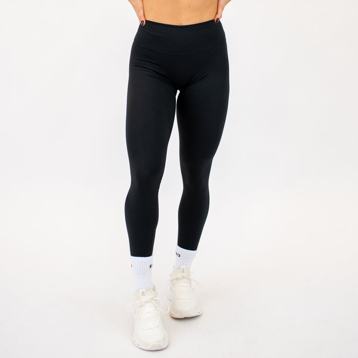 Black Pulse Legging 25"- No Front Seam - High Rise by FLEO - 1