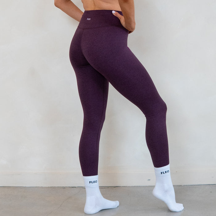 Heather Shale Wine Pulse Legging 25"- No Front Seam - High Rise by FLEO - 2