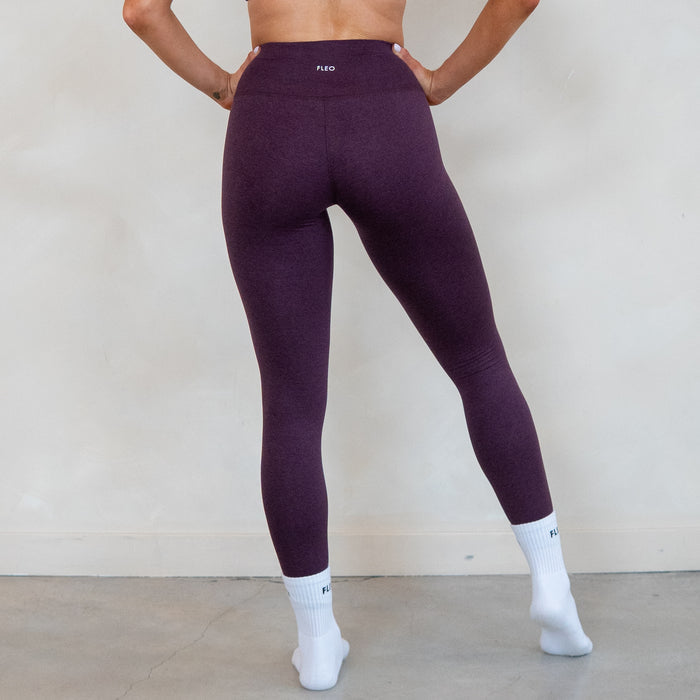 Heather Shale Wine Pulse Legging 25"- No Front Seam - High Rise by FLEO - 3