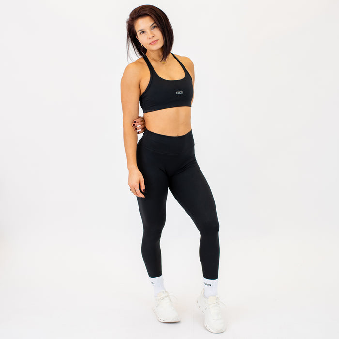 Black Pulse Legging 25"- No Front Seam - High Rise by FLEO - 3