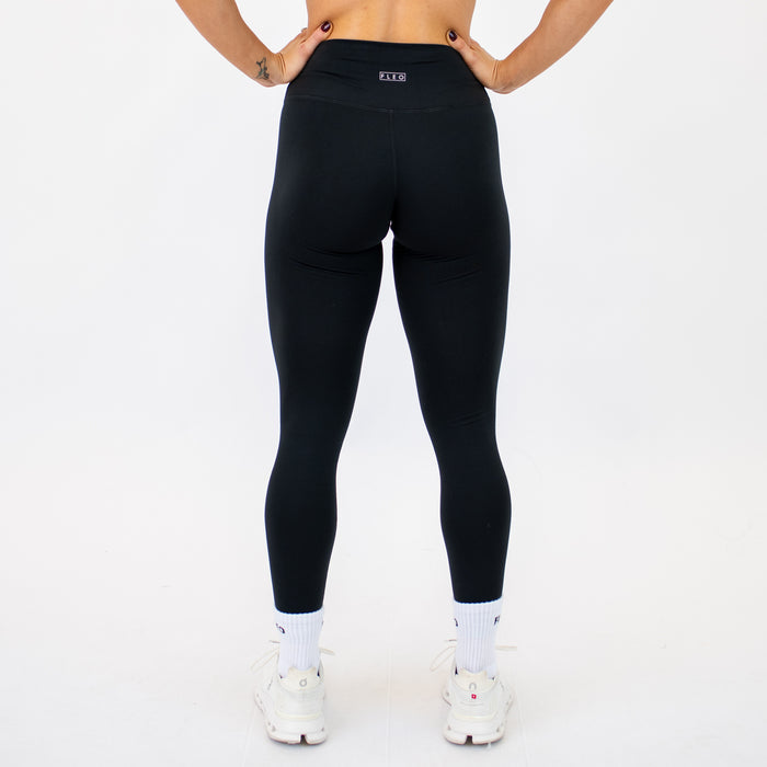 Black Pulse Legging 25"- No Front Seam - High Rise by FLEO - 6