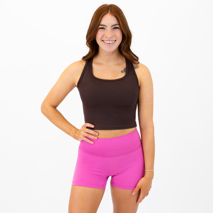 Chocolate Racerback Crop Tank - Fitted