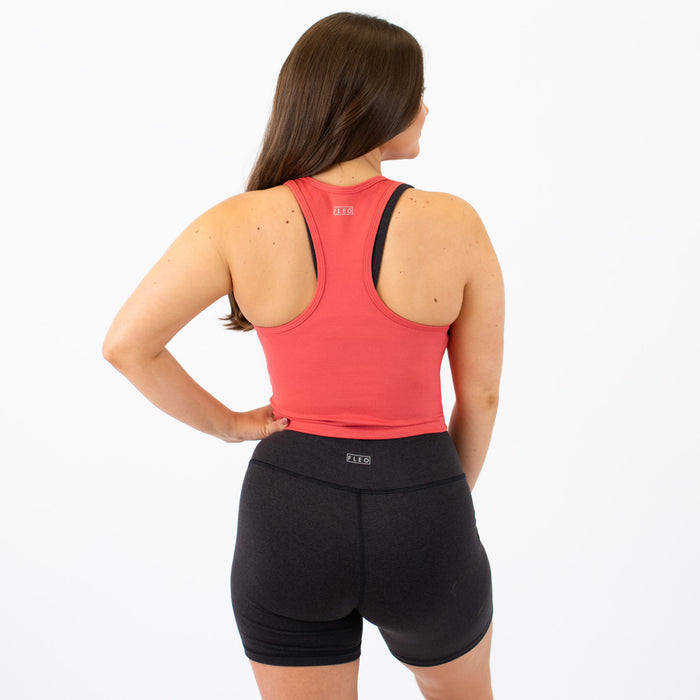Heather Coral Blush Racerback Crop Tank - Fitted