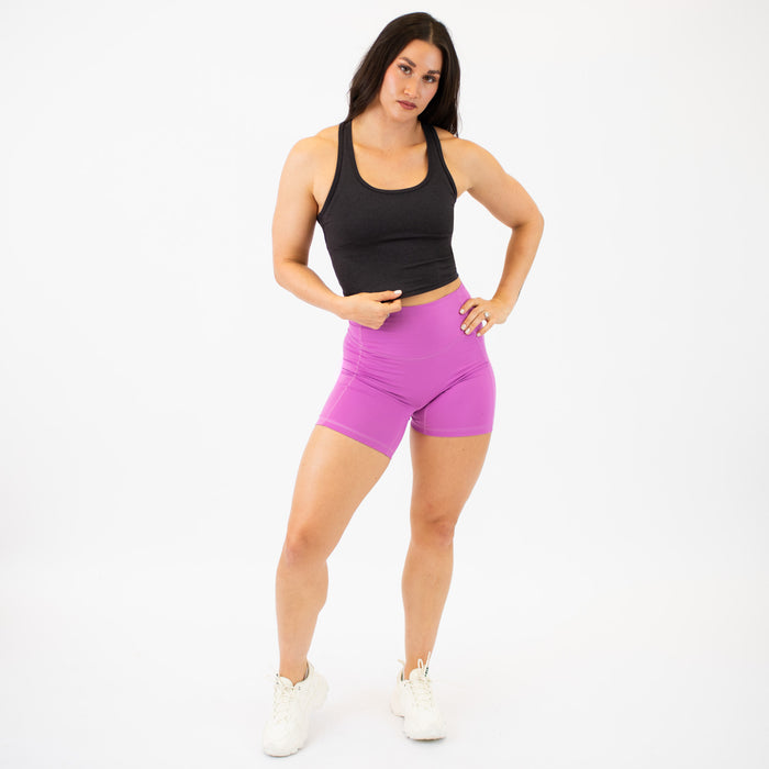 Heather Onyx Racerback Crop Tank - Fitted