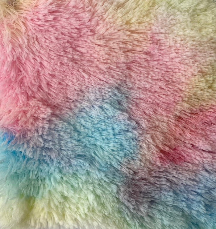 Rainbow Multi Color Dye Fuzzy Faux Fur Fabric - Fashion Fabrics LLC
