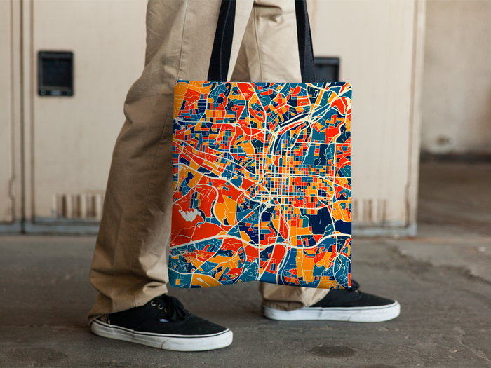 Raleigh Map Tote Bag - North Carolina Map Tote Bag 15x15