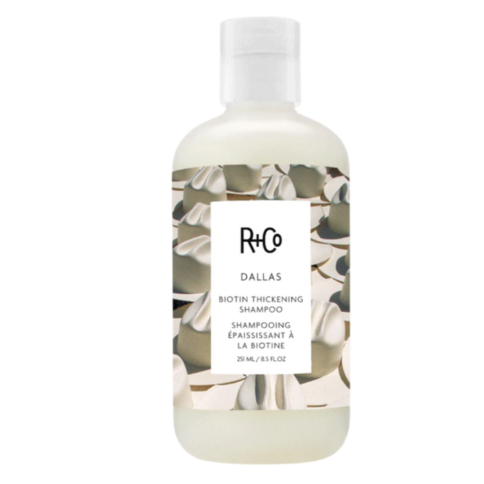 R+Co DALLAS shampoo, thickening shampoo for fine hair, volumizing shampoo for thin hair, root-lifting shampoo, shampoo for body and fullness, hair thickener shampoo, strengthening shampoo for flat hair, sulfate-free volume shampoo, biotin-rich shampoo, fuller hair shampoo