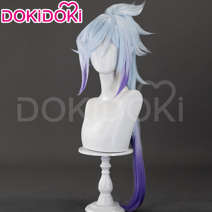 【Ready For Ship】DokiDoki Anime Cosplay Kneesoocks Cosplay Wig Long Straight Light Blue Purple Highlights Hair