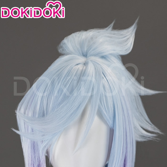 【Ready For Ship】DokiDoki Anime Cosplay Kneesoocks Cosplay Wig Long Straight Light Blue Purple Highlights Hair