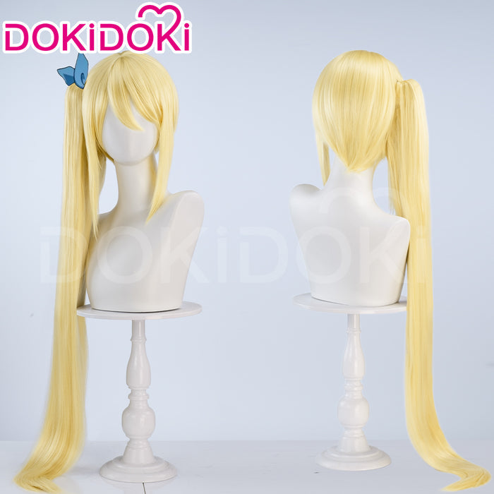 【Ready For Ship】DokiDoki Anime Cosplay Luccy Heaartfilia Wig Long Straight Yellow Hair Side Ponytail
