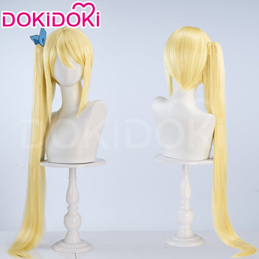 【Ready For Ship】DokiDoki Anime Cosplay Luccy Heaartfilia Wig Long Straight Yellow Hair Side Ponytail
