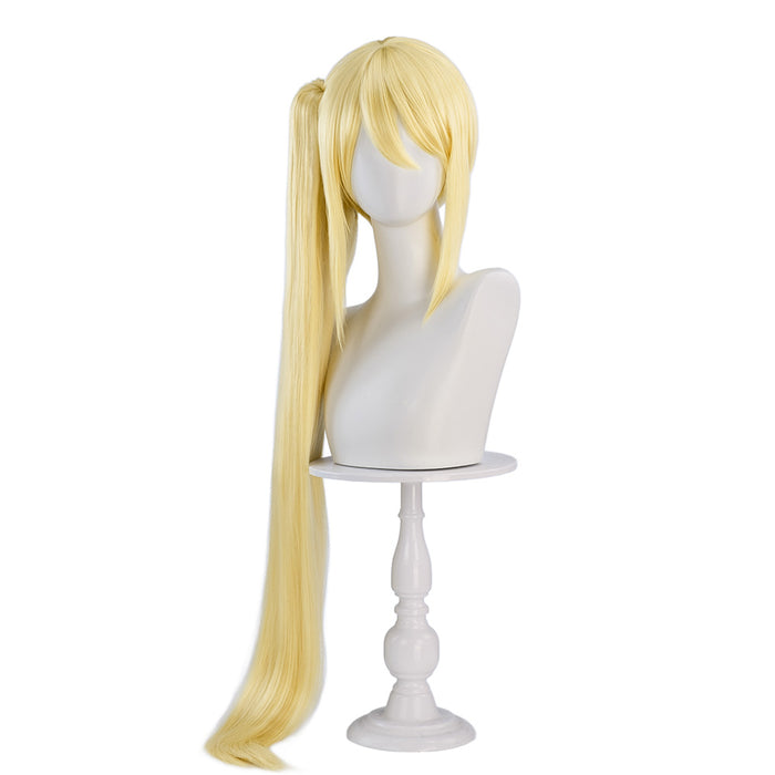 【Ready For Ship】DokiDoki Anime Cosplay Luccy Heaartfilia Wig Long Straight Yellow Hair Side Ponytail