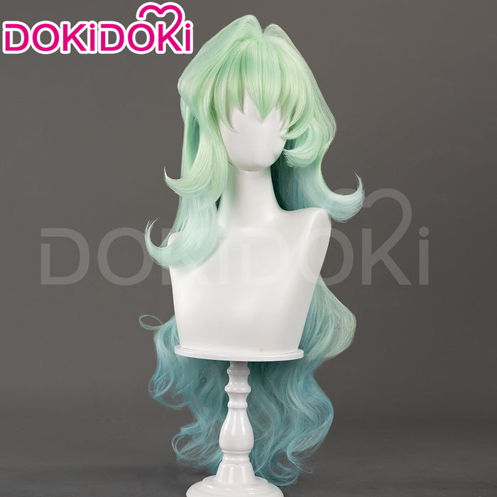 【Ready For Ship】DokiDoki Anime Cosplay Scantty Cosplay Wig Long Curly Light Dark Green Gradient Hair /  Horn