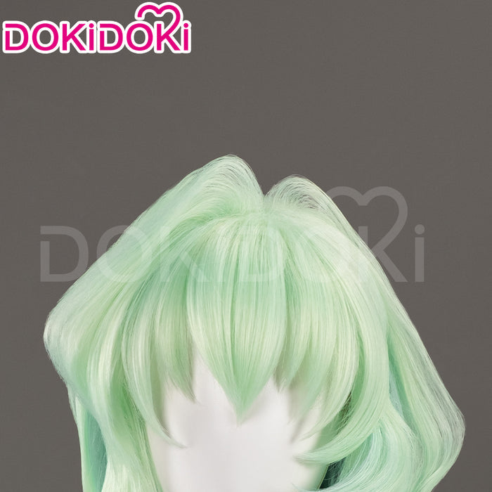 【Ready For Ship】DokiDoki Anime Cosplay Scantty Cosplay Wig Long Curly Light Dark Green Gradient Hair /  Horn