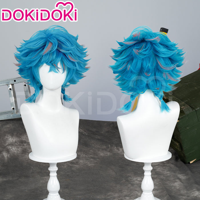 【Ready For Ship】DokiDoki Anime Wig Little Girl Wig Short Curl Blue Hair Small Braids