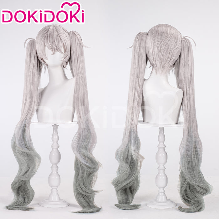 【Ready For Ship】DokiDoki Game Cosplay Wig Long Curly Silver Grey Gradient Hair Nightchord at 25:00