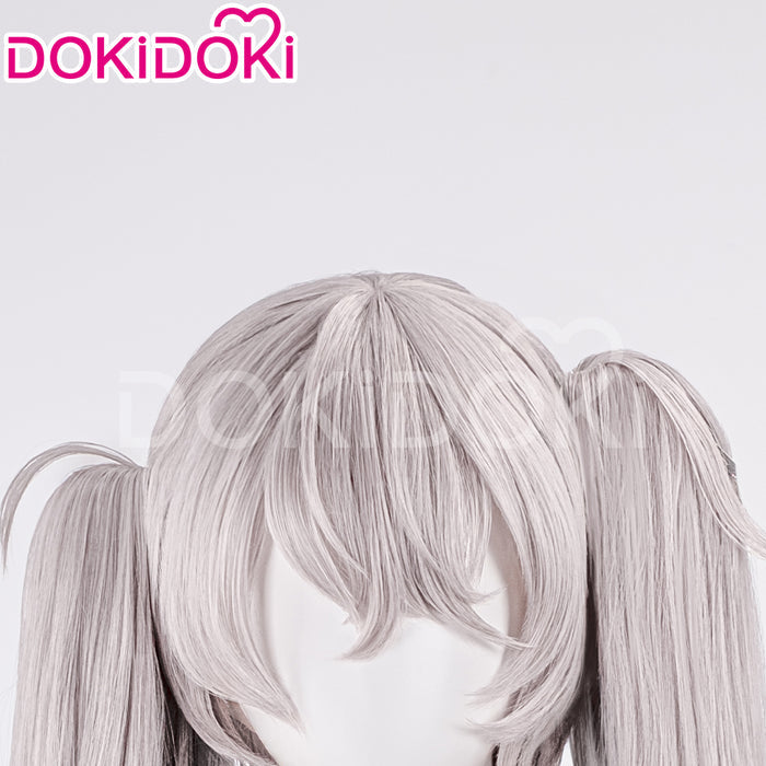 【Ready For Ship】DokiDoki Game Cosplay Wig Long Curly Silver Grey Gradient Hair Nightchord at 25:00