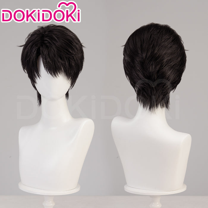 【Ready For Ship】DokiDoki Game Love And Deepspace Cosplay Caleb Wig / Necklace / Bracelet Short Straight Black Brown Hair Mullet Cosmic Horizon Wolf Cut