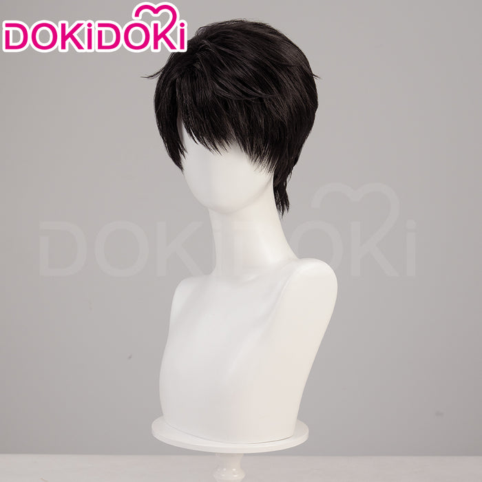 【Ready For Ship】DokiDoki Game Love And Deepspace Cosplay Caleb Wig / Necklace / Bracelet Short Straight Black Brown Hair Mullet Cosmic Horizon Wolf Cut
